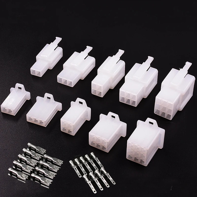 10 Sets Automobil Elektrische Stecker Kit mit 2/3/4/6/9 Pin Wasserdichten Männlichen und Weiblichen Terminals für Auto und Motorrad Verkabelung, 2,8mm, Weiß - Bild 1