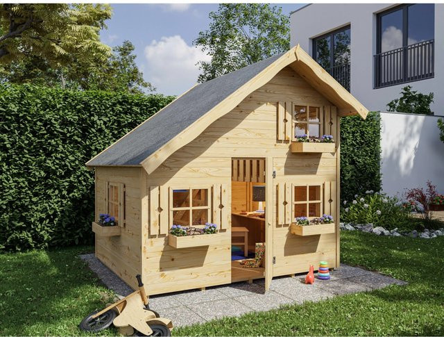 Belladoor Spielhaus Tom aus Holz in Braun und Beige, Naturbelassen, 15 mm Materialstärke - Bild 1