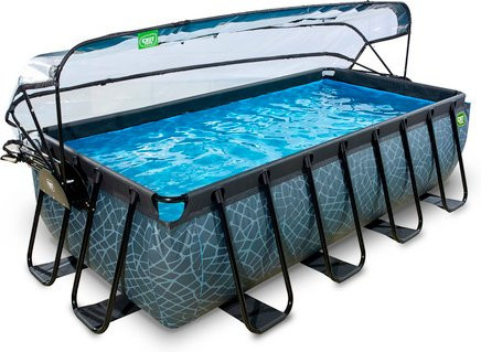 EXIT Toys Stone Pool Rahmenpool Grau mit Sandfilterpumpe und Abdeckung B/T/H: 400 x 200 x 100 cm - Bild 1