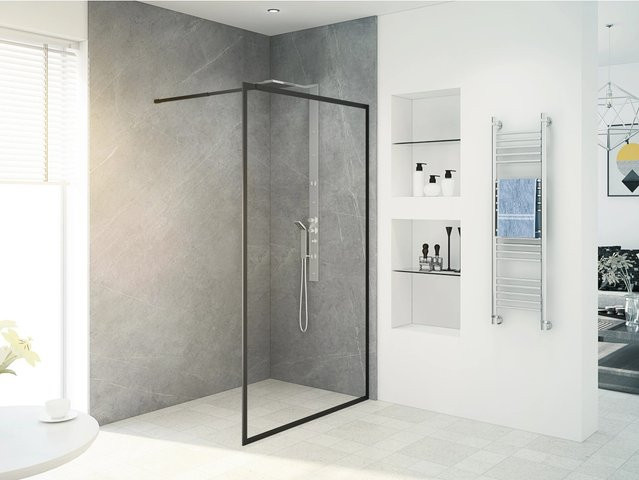 baliv Duschabtrennung Walk-In DUK-120.81 in Schwarz und Transparent, B: 120 cm, H: 195 cm - Bild 1