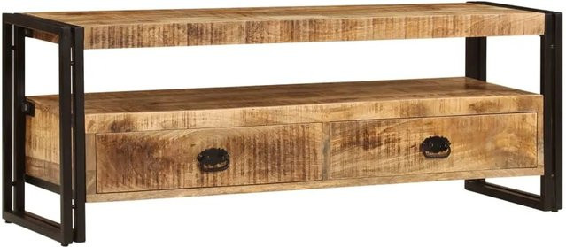 vidaXL TV-Schrank aus Massivholz Mango in Braun und Gold, B/T/H: 120 x 35 x 45 cm - Bild 1