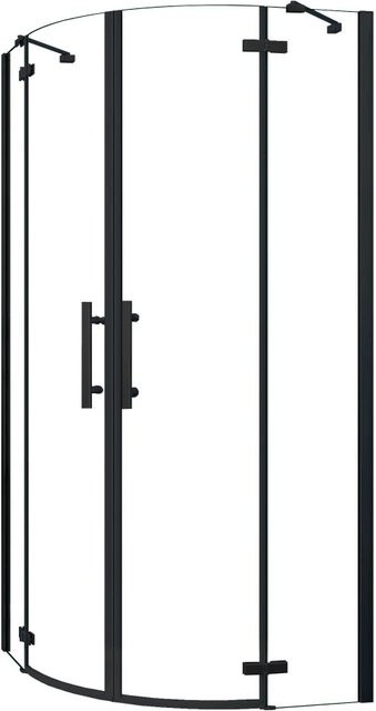 AICA Runddusche Duschkabine Viertelkreis in Schwarz mit ESG Sicherheitsglas und Nano-Beschichtung, B/T/H: 80 x 80 x 195 cm - Bild 1