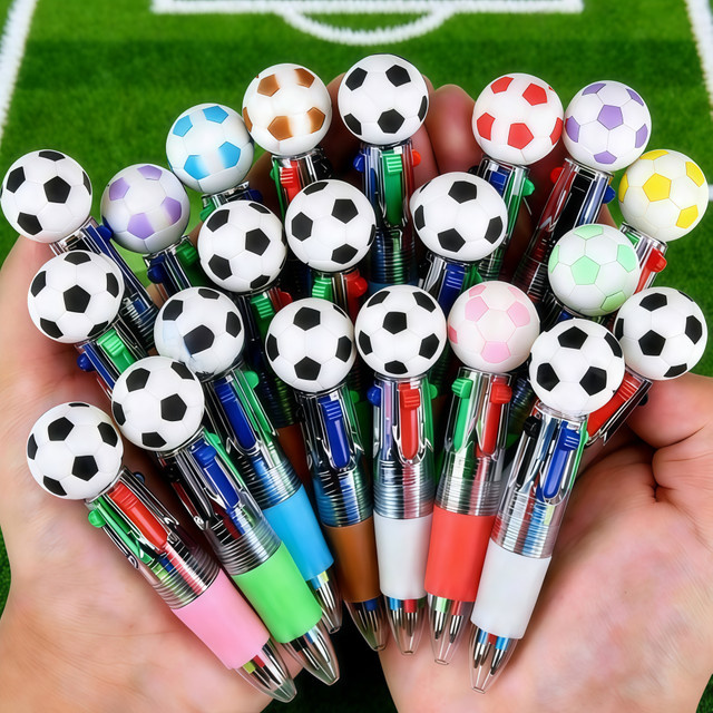 Kreative vierfarbige Kugelschreiber mit Fußball-Motiv in Multicolour für Schulanfang und Feiern - Bild 1
