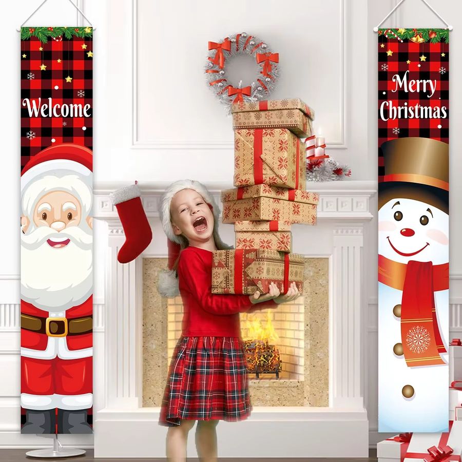 VIKAMA Weihnachts Banner Schneemann Tür Couplets zur Familiendekoration für das Jahr 2025 - Bild 3