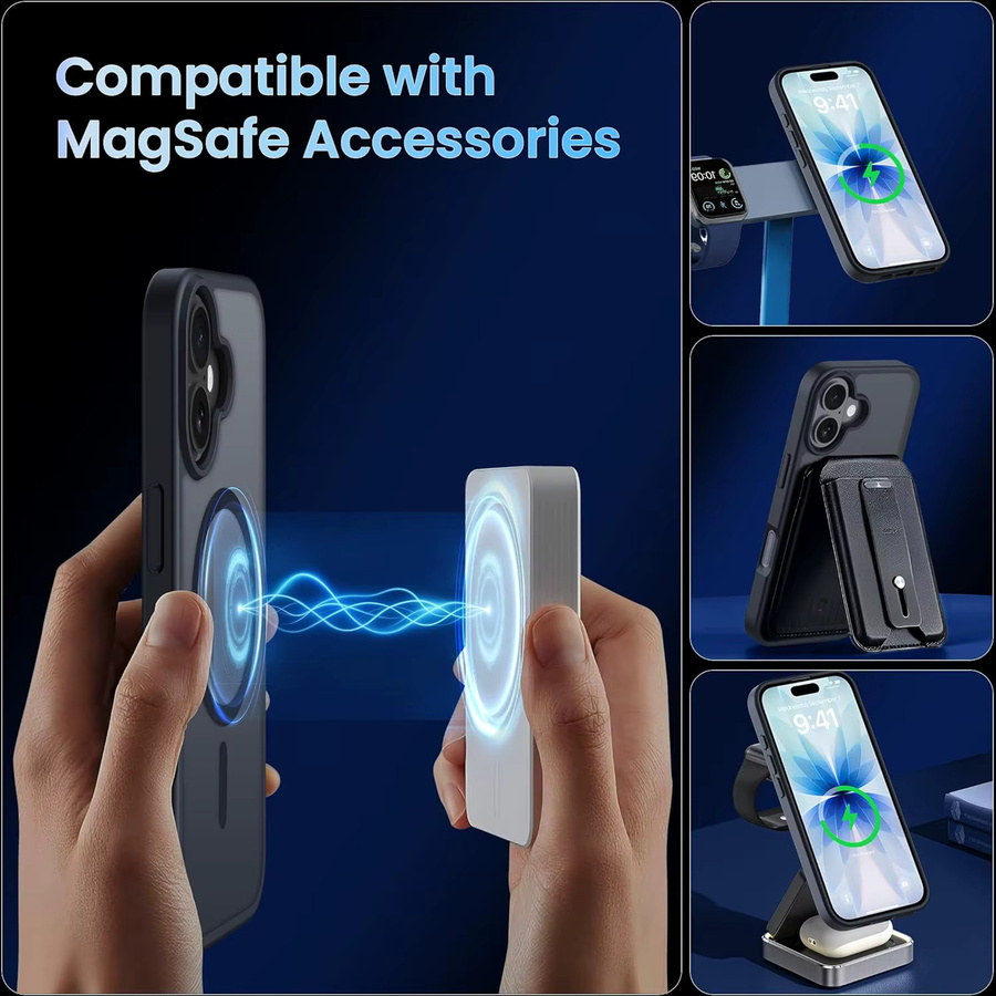 Matte MagSafe Schutzhülle für Apple iPhone 17 Pro Max, 16 Pro, 15 Plus, 14, 13, 12, 11 in Schwarz - Bild 4