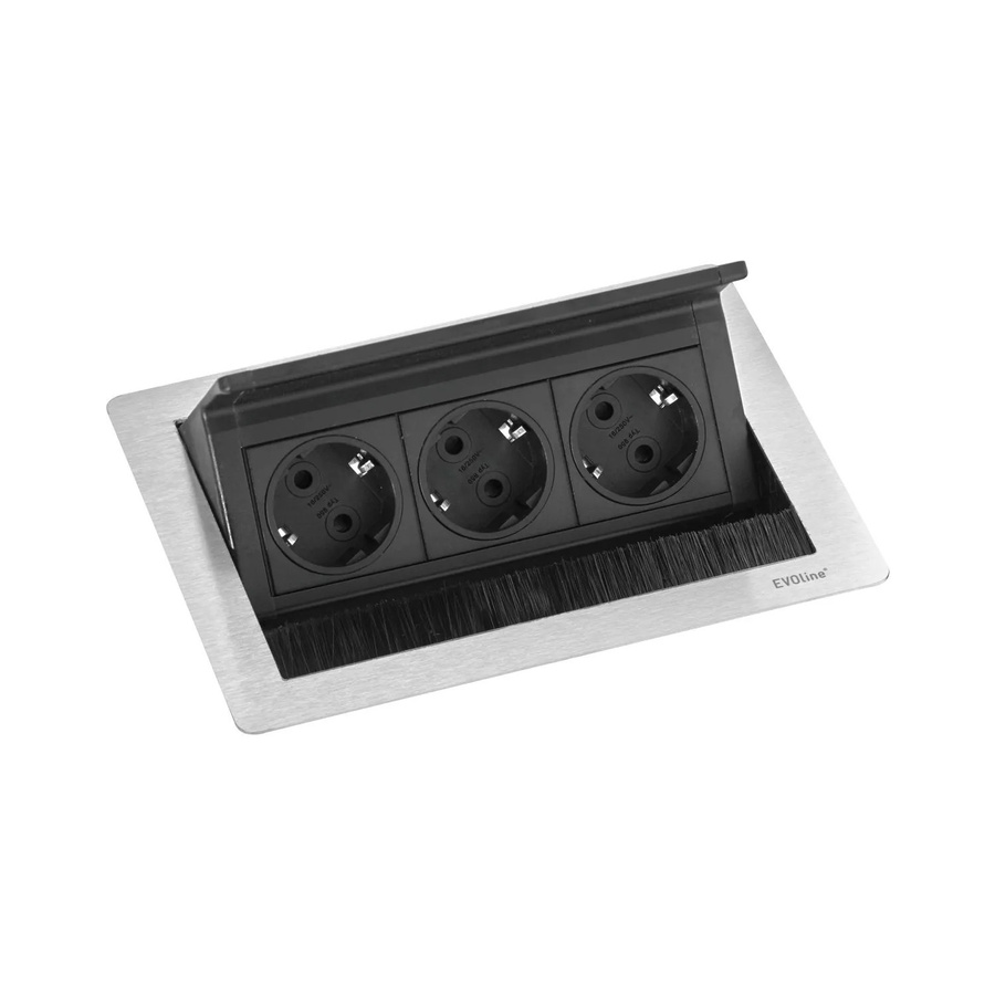 Evoline Flip Top Push S Einbausteckdose 3-fach in Edelstahl, versenkbare Steckdose 230 V 3.500 W - Bild 2