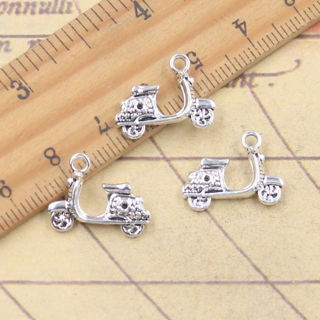 YOUNGISMONEY Charms Motorrad, Messing, Silber, 14x18mm, Unisex - Bild 1