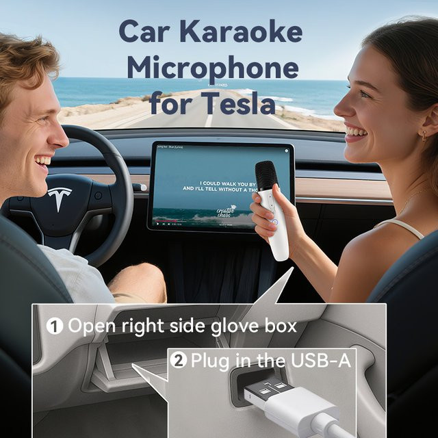 PUREMIC Q1PRO Tesla Karaoke-Mikrofon in Weiß mit tragbarer Tasche, kabelloses Mikrofon mit 8 Joy-Effekten, wiederaufladbar via USB-C und Aux-In-Empfänger - Bild 1