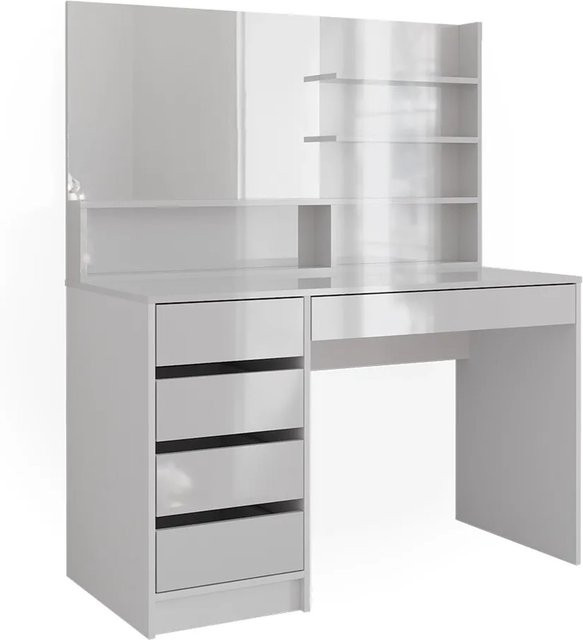 Vicco Schminktisch Sherry Weiß Hochglanz mit Spiegel und Regal, B: 120 cm, H: 75 cm, T: 75 cm - Bild 2