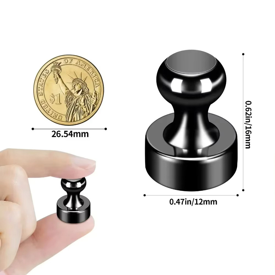 Magnetische Neodym-Reißzwecken aus Stahl in Schwarz, Weiß oder Silber für Kühlschrank und Whiteboard - Bild 2