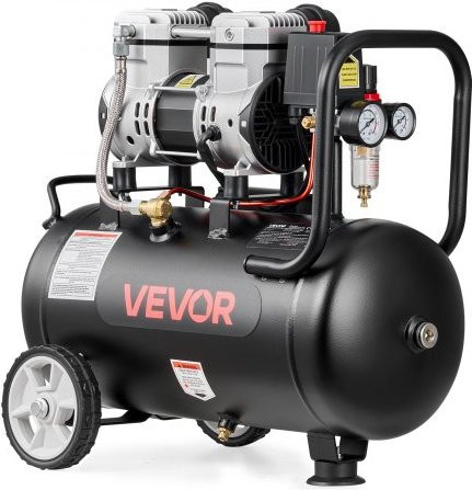 VEVOR Ölfreier Druckluftkompressor mit 24 L Lufttank, 1,1 KW, Schwarz