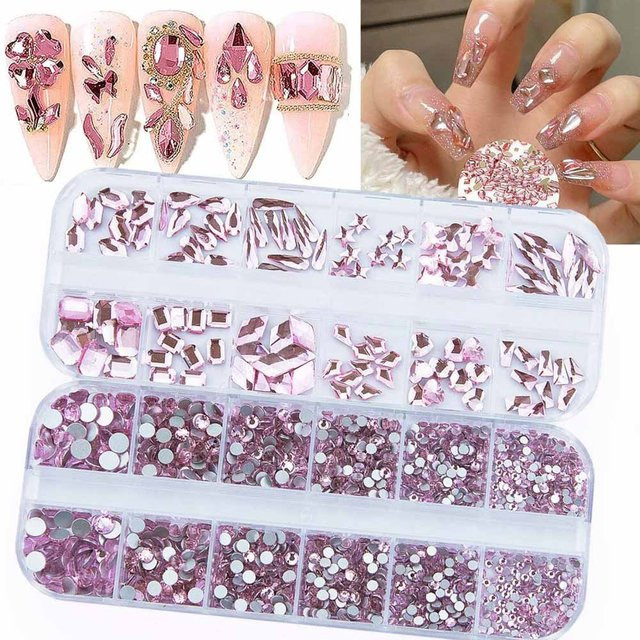 MAFANAILS Nail Art Strasssteine Sakura Pink, Glänzend, 2 Boxen - Bild 1