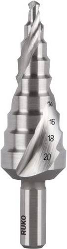 RUKO HSS Stufenbohrer aus Edelstahl in Silber, Durchmesser 4,0 - 20,0 mm, Gesamtlänge: 7,5 cm - Bild 1