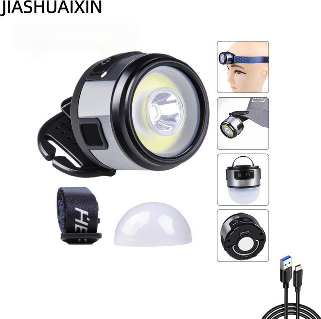 JIASHUAIXIN XPG+COB Multifunktionale Stirnlampe mit Magnethaken und Hutklammer in Schwarz - Bild 1