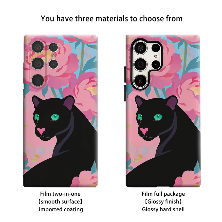 Black Panther Peony Handyhülle für Samsung Galaxy S26 S25 S24 S23 Ultra Plus, stoßfeste doppelschichtige robuste Rückseite, Mehrfarbig - Bild 2