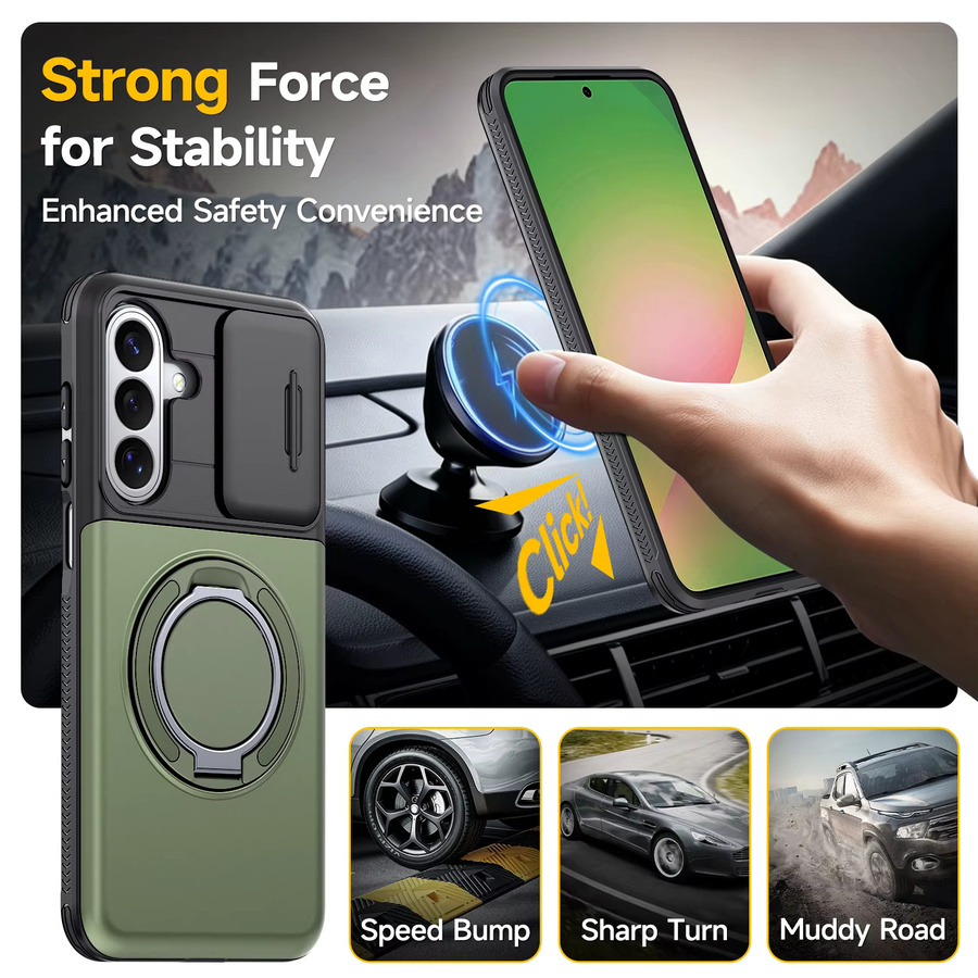 Magnetische Brieftaschen-Handyhülle mit Schiebe-Kameraschutz für Samsung Galaxy A57 A37 A27 A17 A07 A56 A36 A26 A16 A55 A35 in Purple und Green - Bild 2