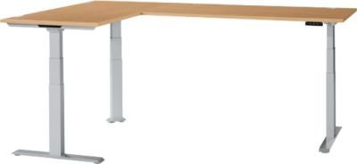 Schäfer Shop Genius Winkelschreibtisch Modena Flex, elektrisch höhenverstellbar, 90 Grad Winkel beidseitig, B: 200 cm, T: 200 cm, Buche/weißaluminium - Bild 1