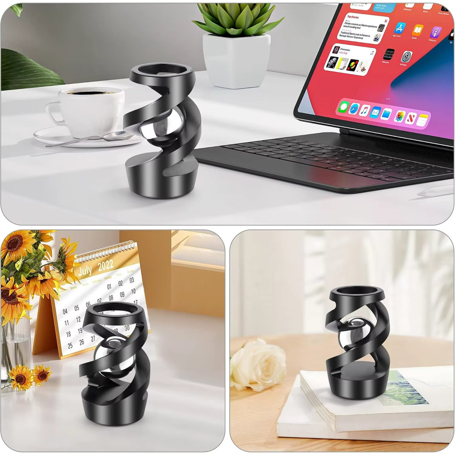 GUEN Hängender Kreisel in Schwarz als Fidget-Spielzeug und Gyroskop zur Stressbewältigung für Erwachsene und Kinder - Bild 4