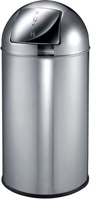 PROREGAL Abfallbehälter mit Pushdeckel und Inneneimer aus Metall in Edelstahl und Silber, Volumen: 40 Liter, H x B x T: 74 x 34 x 34 cm - Bild 1