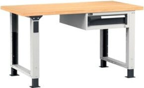 FAMI Werkbank mit Multiplexplatte und höhenverstellbarem Gestell in Grau und Anthrazit, B: 150 cm, T: 75 cm, H: 80 cm - Bild 1