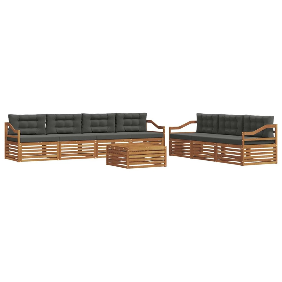 vidaXL Outdoor-Sofagarnitur 8-teilig aus Akazienholz mit Kissen in Anthrazit und Natur - Bild 2
