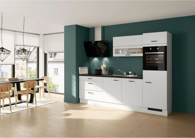 Impuls Küchen Küchenzeile IBZ4270E4 in Space Grey, gerade Ausführung mit Soft-Close-Türen, Breite: 270 cm, Tiefe: 60 cm - Bild 1