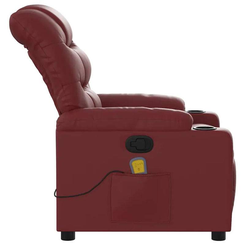 vidaXL Massagesessel in Weinrot aus Kunstleder mit Armlehnen - Bild 4