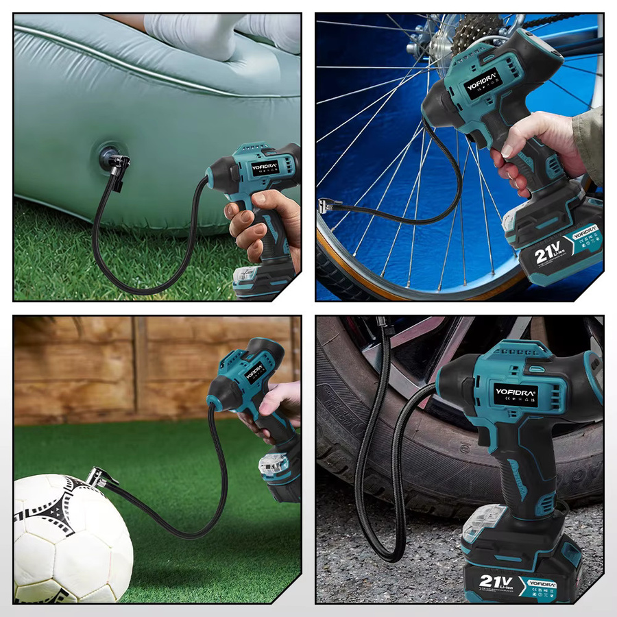 YOFIDRA Aufblasbare Elektrische Luftpumpe mit Digitalanzeige und Automatikfunktion für Makita 18-21V Akku - Bild 5