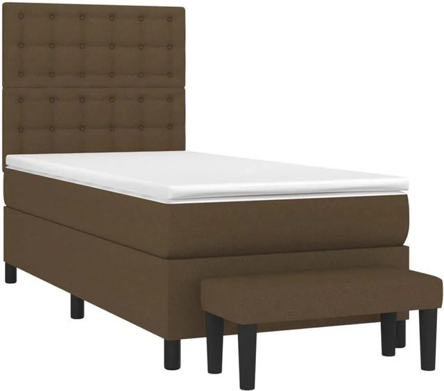 vidaXL Boxspringbett Hybrid mit Matratze und Kopfteil Dunkelbraun B/T/H: 80 x 200 x 118 cm - Bild 1