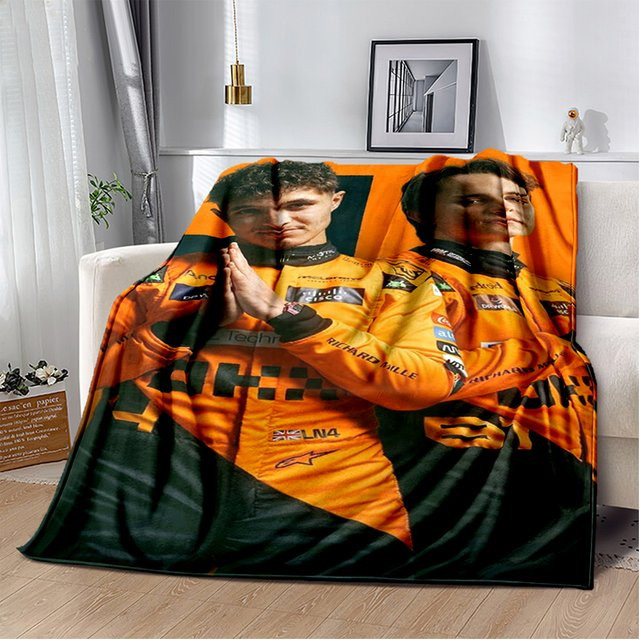 MINISO 3D Lando Norris F1 Racing Flanell-Überwurfdecke, weiche und warme Decke in Multicolour - Bild 1