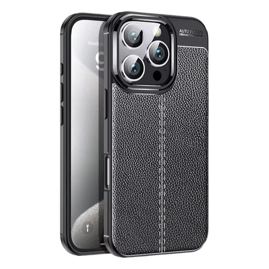 Premium Leder Schutzhülle für iPhone 17 Pro Max, 16 Plus, 15, 14, 13 in Schwarz mit stoßfester Textur - Bild 4