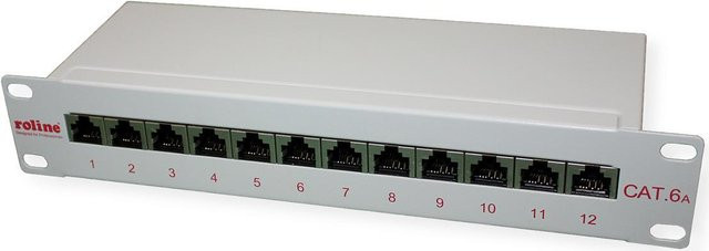 ROLINE 10-Zoll Patchpanel 12 Ports Cat.6A Class EA geschirmt weiß für Ethernet/LAN - Bild 1