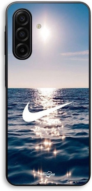 MANIACASE Handyhülle für Samsung Galaxy A57 aus Silikon TPU in Schwarz mit weißem Nike Logo - Bild 1