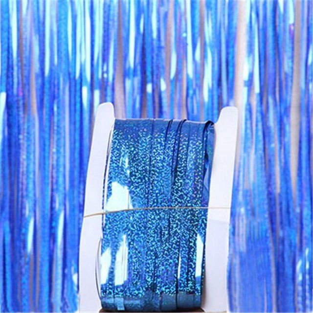 Faylisvow Regen-Lametta-Folienvorhang in Blau für Party, Hochzeit und Geburtstag, B x H: 1 x 2 m - Bild 1