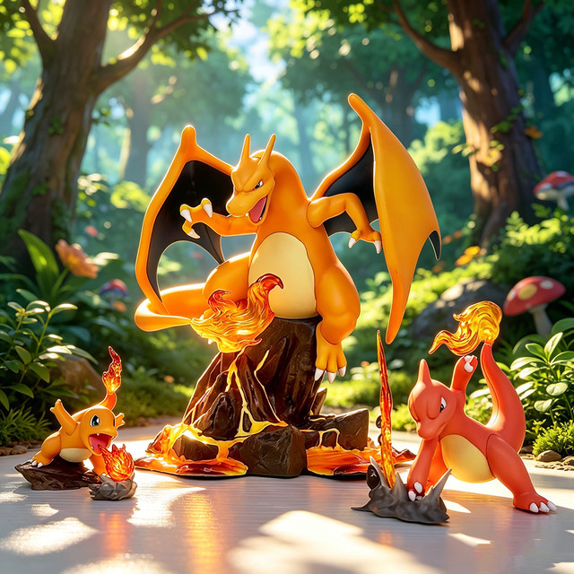 Bandai Pokémon Charizard Charmander Charmeleon, Actionfiguren, PVC Statue, 15 cm - Bild 1