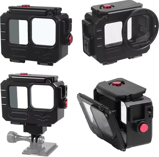 Wasserdichtes Aluminium Tauchgehäuse und Schutzrahmen mit Kaltgaragen-Montage für GoPro 9, 10, 11, 12 und 13 in Schwarz - Bild 1