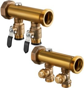 Oventrop Heizkreisverteiler Multidis SFI mit 3 Kränzen, flach, für Heizen und Kühlen, Messing in Gold - Bild 1