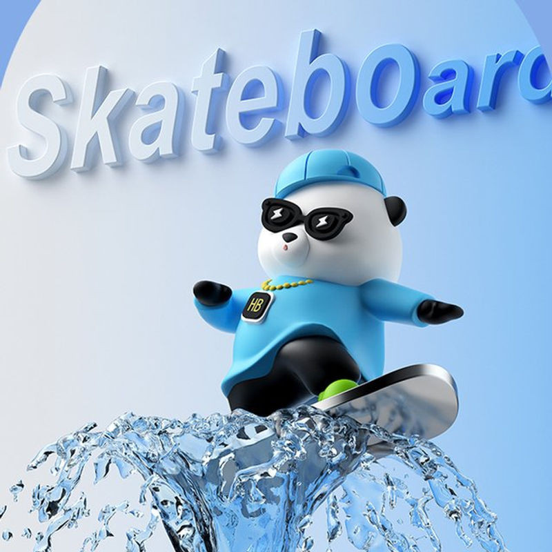 Niedliche Skateboard Bär Auto Dekoration aus Kunstharz für die Mittelkonsole, mehrfarbig - Bild 1