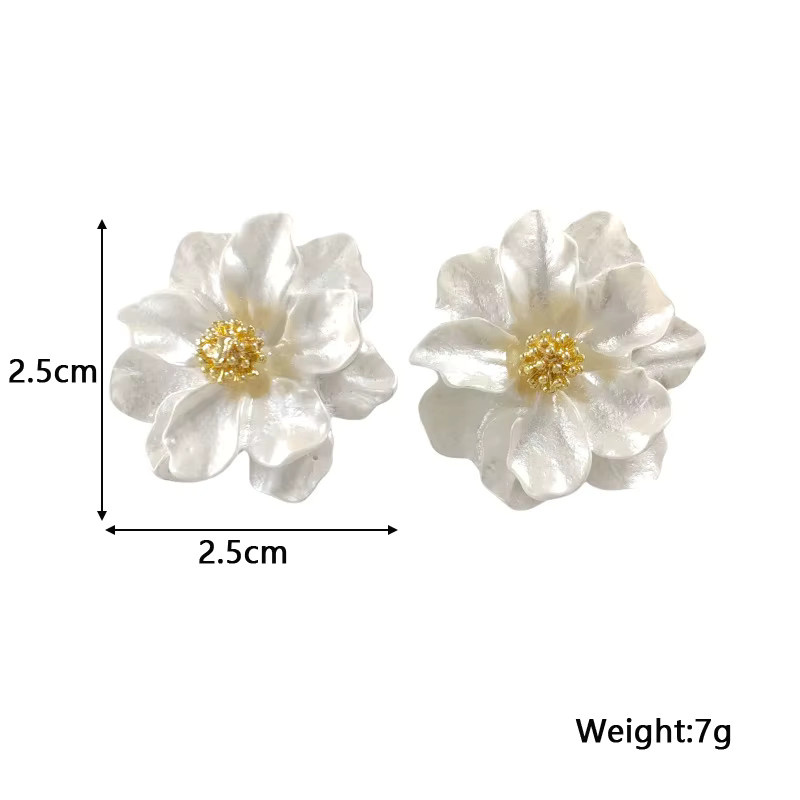 guangtuo Ohrstecker, weiße Acryl-Blumen, Damen - Bild 2