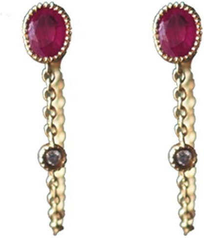 YIRAN Jewelry Ohrringe, Rubin, Kupfer, Gold, Damen - Bild 1