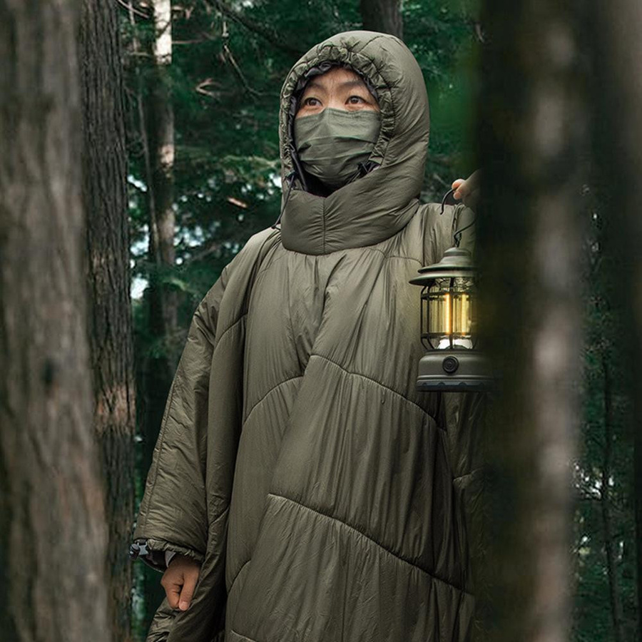 Artleeh Multifunktionale Hängematten-Underquilt im Poncho-Stil für Camping und Wandern, Farbe: Grün - Bild 3