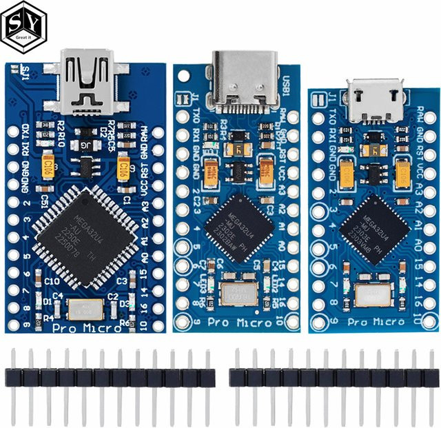 Baishundianzi Pro Micro Atmega32u4 Arduino Ersatz Board mit USB-C Interface, 5V 16MHz, Blau - Bild 1