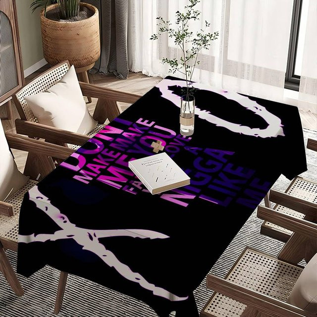 JINGYUE Pet Tischdecke mit The Weeknd XO Anime Muster, schwarz, rechteckig, B/H: 90 x 140 cm - Bild 1