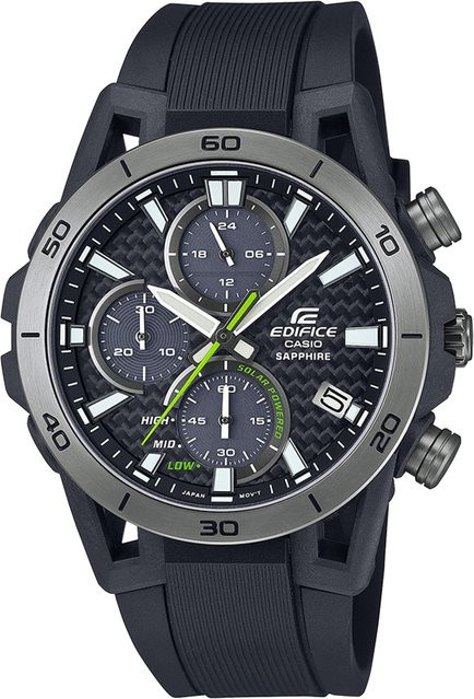 Casio Chronograph, Solar, Edelstahl, 44 mm, Herren, Schwarz, 10 ATM - Bild 1