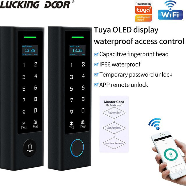 LUCKING DOOR WLAN Biometrie Fingerabdruck Zutrittskontrollsystem mit Video-Gegensprechanlage und RFID 125Khz in Schwarz - Bild 1