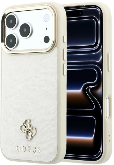 Guess MagSafe-Hülle Saffiano Small 4G Classic für Apple iPhone 18 Pro Max und iPhone 17 Pro Max in Beige - Bild 1