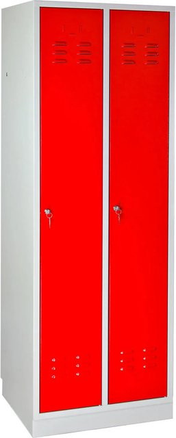 PROREGAL Garderobenschrank Ermine mit 2 Türen aus Qualitätsstahlblech, Farbe: Lichtgrau/Rot, H x B x T: 177,5 x 60 x 50 cm - Bild 1