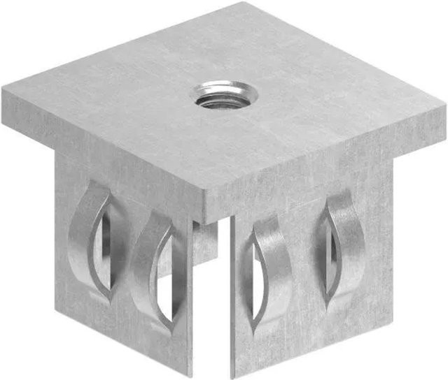 FeNau Einschlagkappe aus Stahl in Silber mit Innengewinde M8, Maße 40 x 40 mm, Wandstärke 2-3 mm - Bild 1
