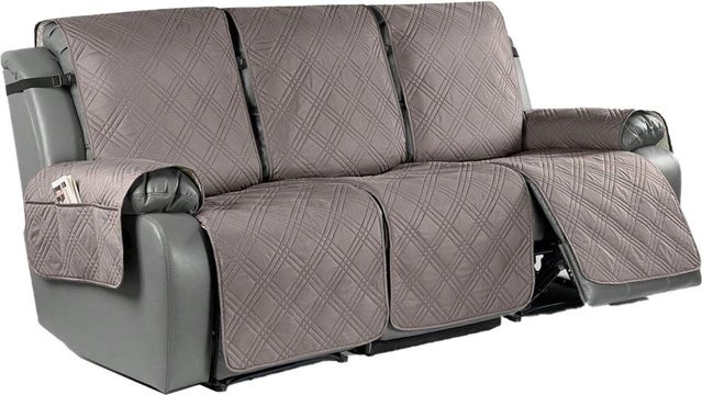 Rutschfester 3-Sitzer Sofa-Bezug aus elastischem Polyester-Elastan in Grau für Sessel und Sofas - Bild 1