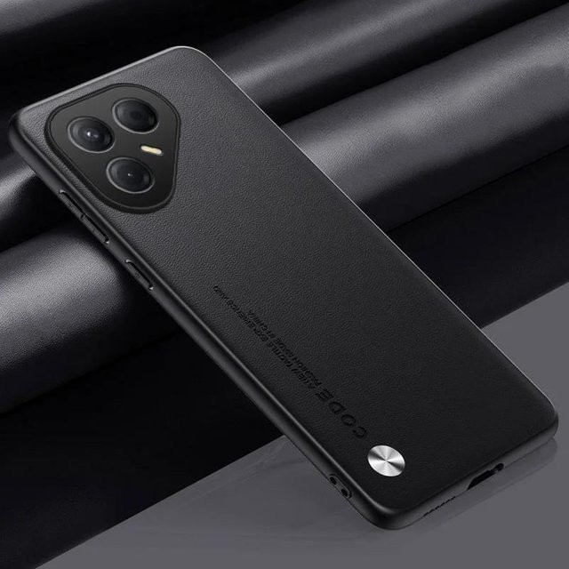 Schlichte PU-Lederhülle für Tecno POVA 7 4G, POVA 7 Pro und Pova 6 Neo in Schwarz mit mattem Silikon-Rahmen und stoßfester Abdeckung - Bild 1